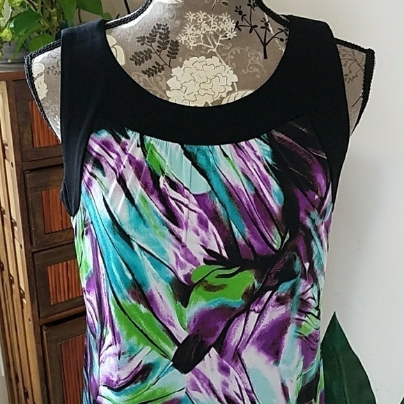 Abstract floral print dress Sz M - Picture 2 of 8